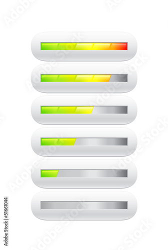 loading bar from green to red with segments