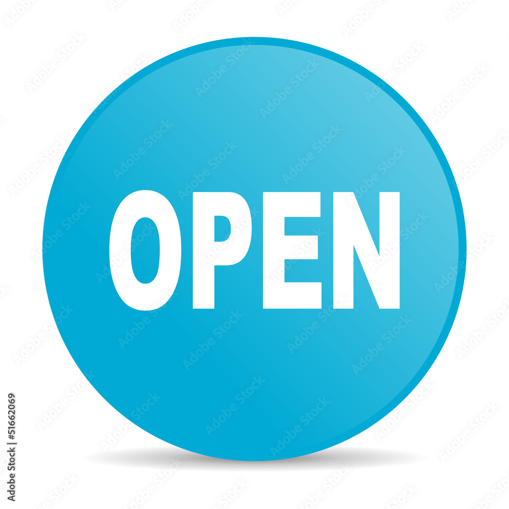 open blue circle web glossy icon open blue circle web glossy icon