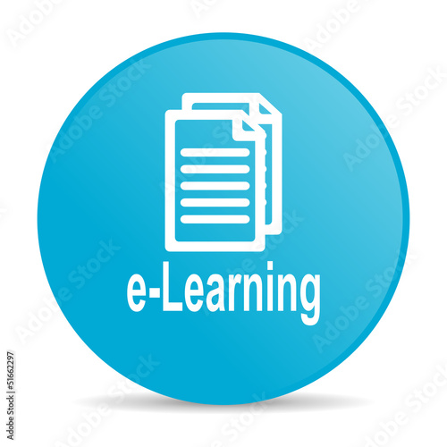 e-learning blue circle web glossy icon