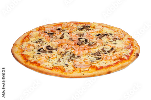 Mare e Monti pizza, on white background