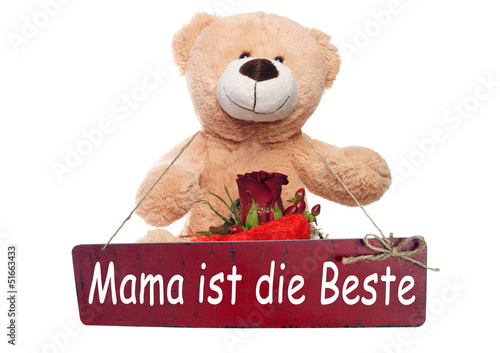 Teddy mit Rose und Schild - für Mama nur das Beste © PhotographyByMK