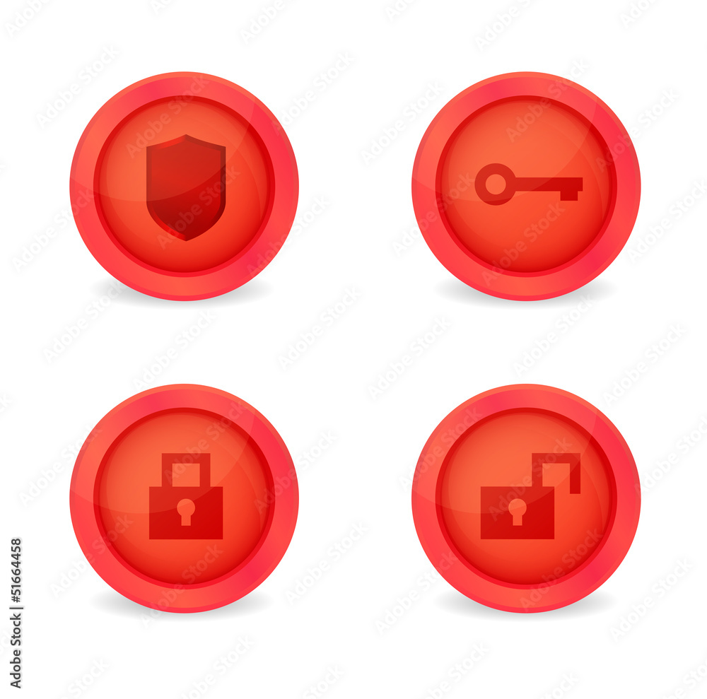Set of glossy security icons Set of glossy security icons
