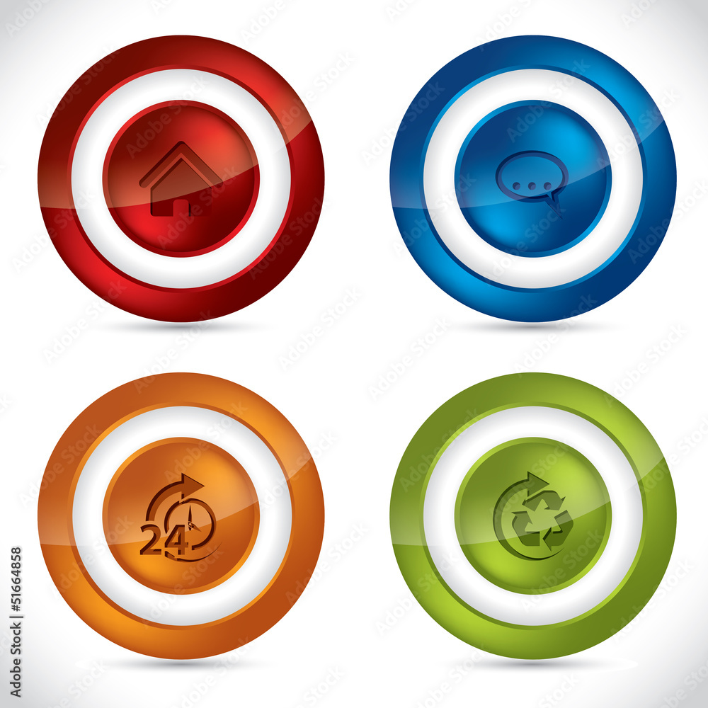 Glossy buttons with various icons Glossy buttons with various icons