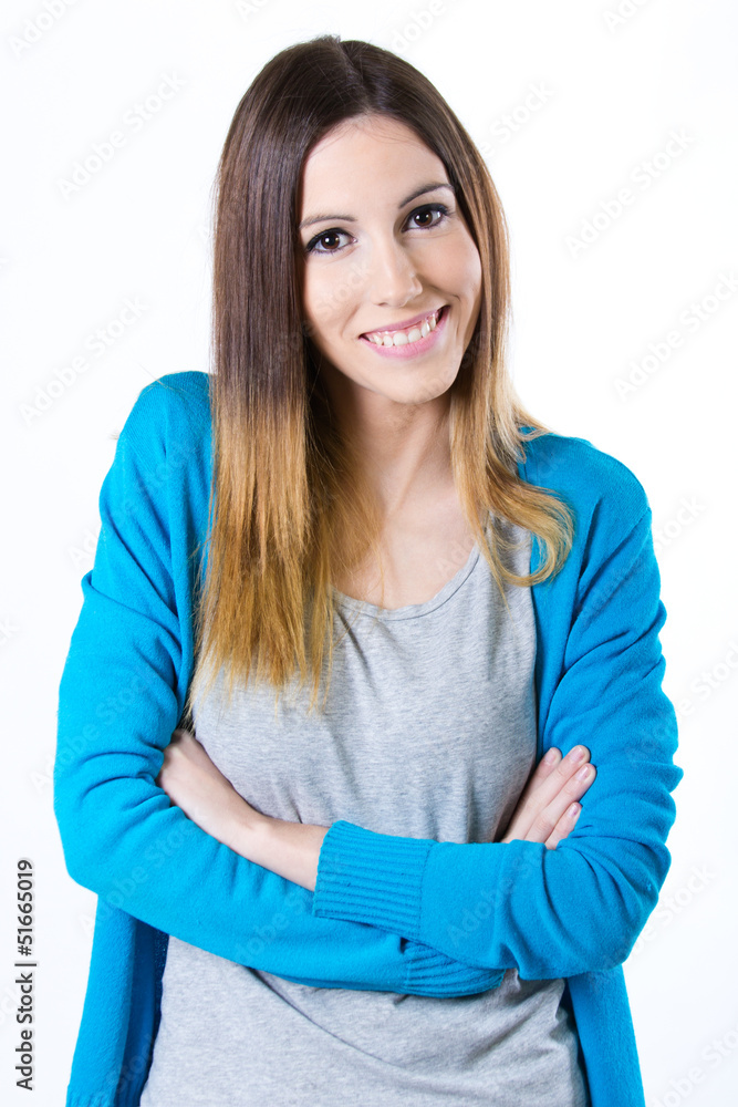 smiling young nice girl in casual clothes smiling young nice girl in casual clothes