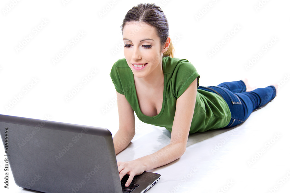beautiful woman at home browsing internet beautiful woman at home browsing internet