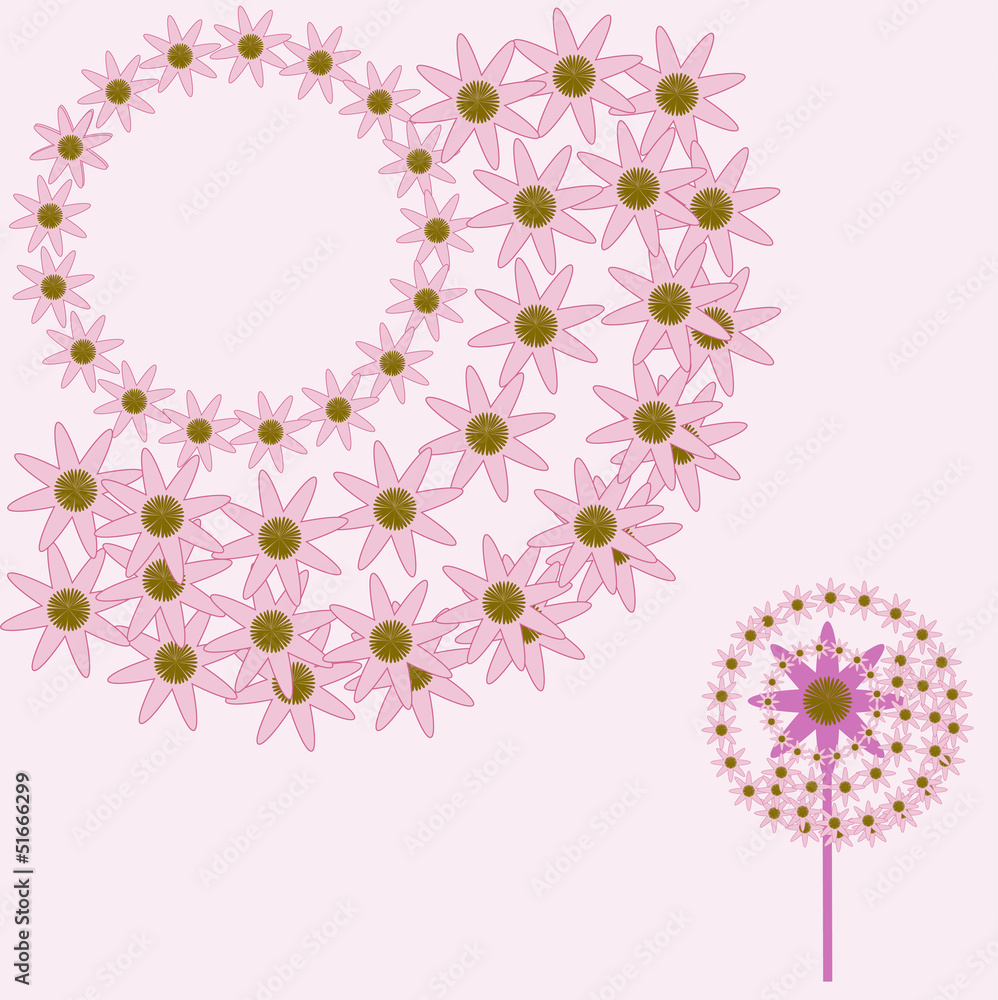 Hot Pink Flower Design Elements