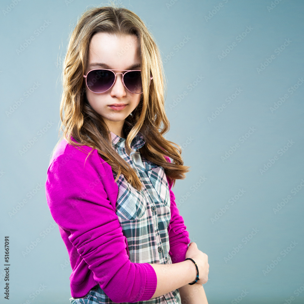 little fashion model in sunglasses little fashion model in sunglasses
