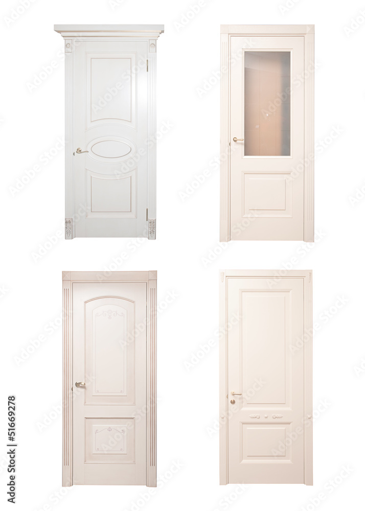 Collection of wooden doors. isolated