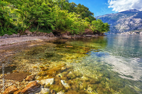 beach with sea and mountain