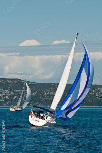 Two sailing boats on the sea