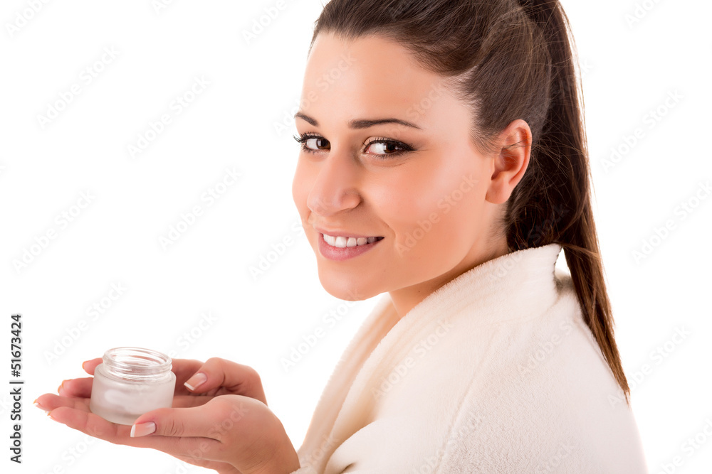 Beautiful woman cleaning her skin - Beauty Care Beautiful woman cleaning her skin - Beauty Care