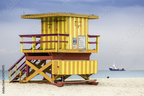 Lifeguard tower in South Beach, Miami