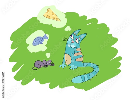 Cat and mouse illustration