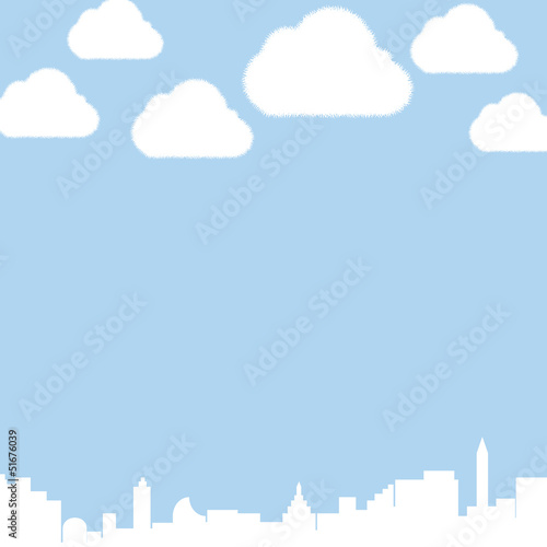 City and clouds