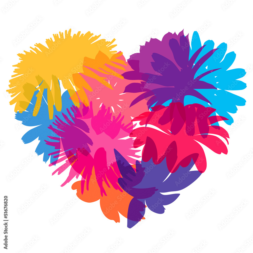 Fototapeta premium Heart of flower silhouettes