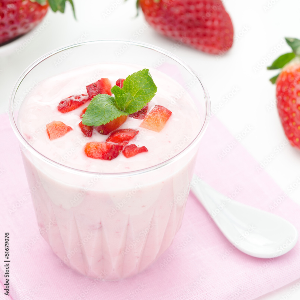 strawberry yogurt and fresh strawberries strawberry yogurt and fresh strawberries