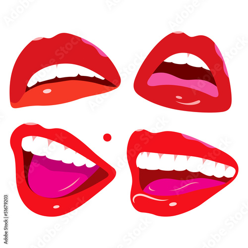 Pop art feminine mouth, lips set