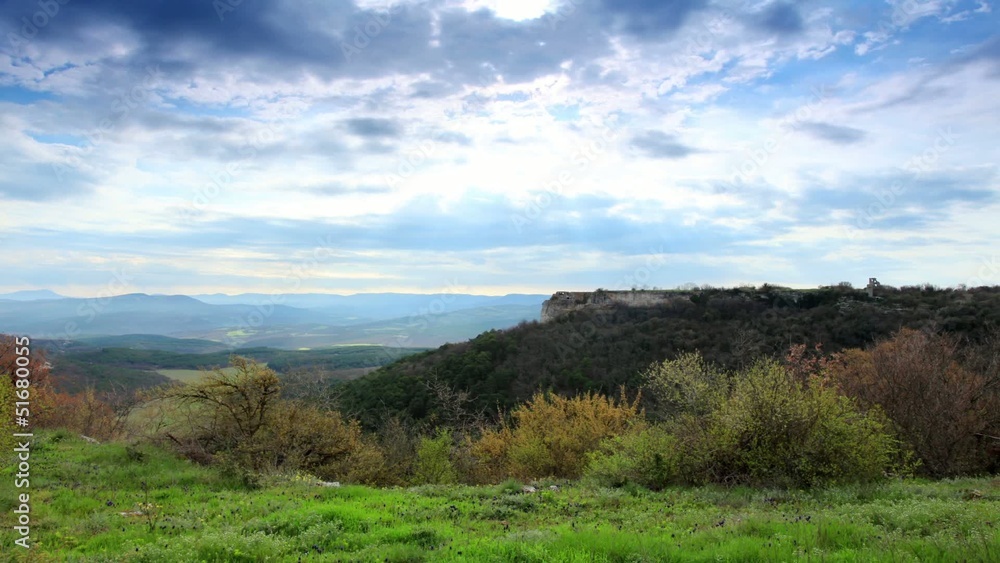 Movement of the clouds on the mountain. Crimea. Ukraine. Plateau Movement of the clouds on the mountain. Crimea. Ukraine. Plateau