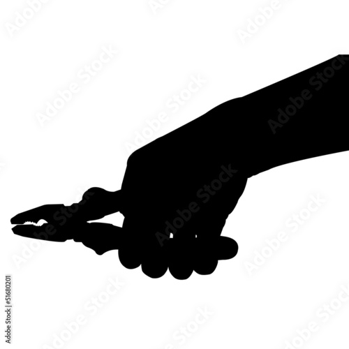 hand hold Pliers silhouette vector