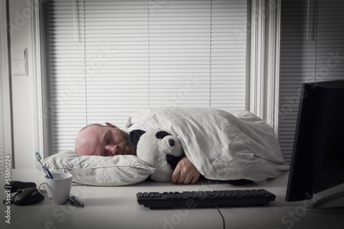 Photography Businessman Sleeps in Office