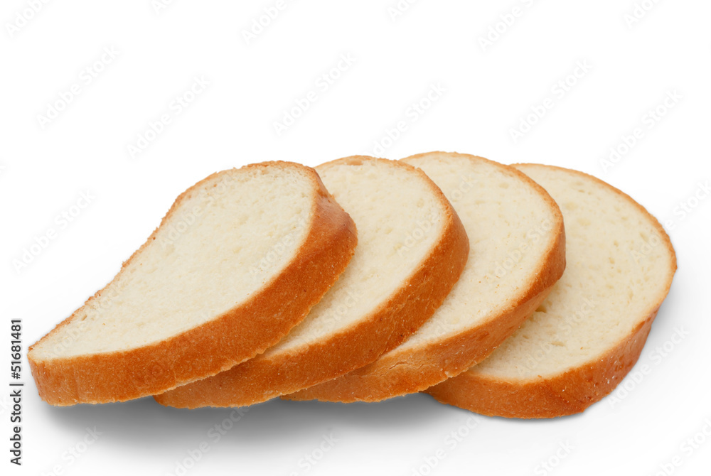 pieces of bread loaf isolated on white background pieces of bread loaf isolated on white background
