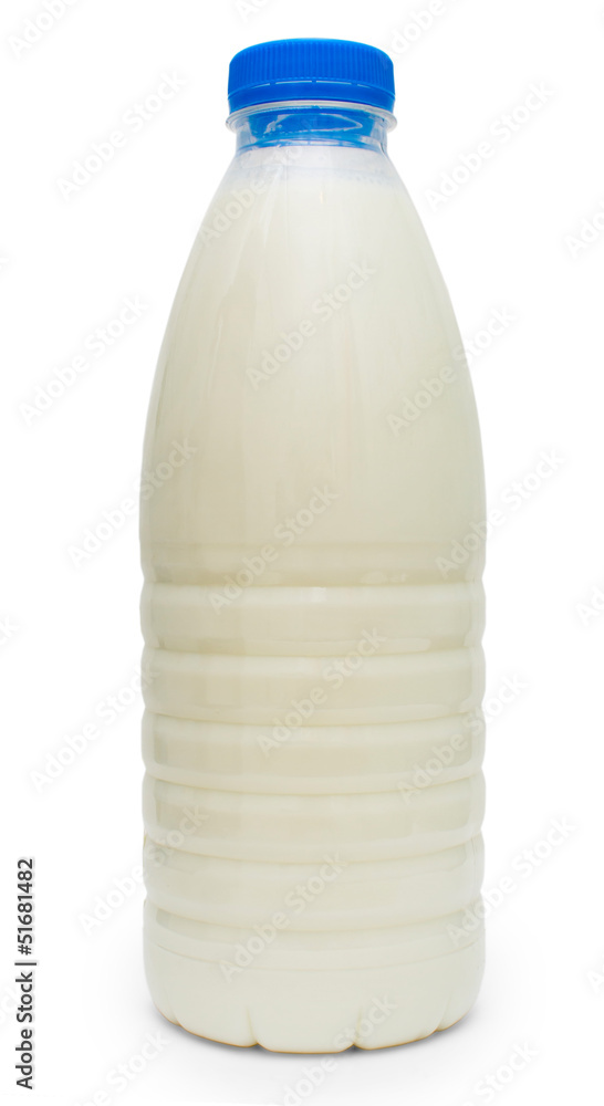 plastic blue bottle milk isolated on white background plastic blue bottle milk isolated on white background