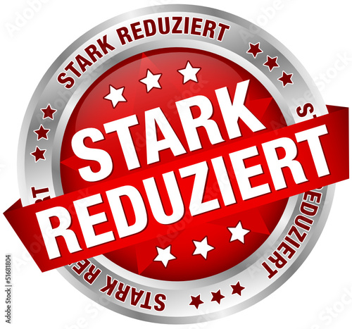 Button Banner "Stark reduziert" rot/silber