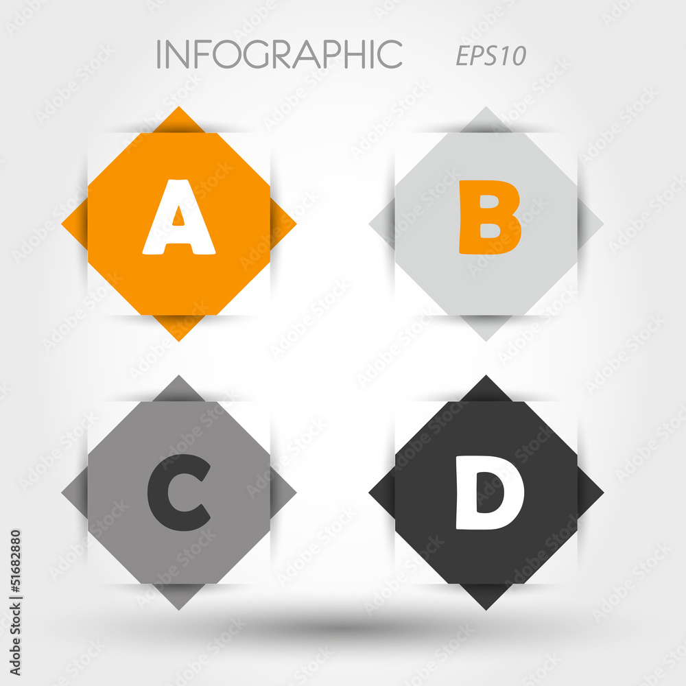 orange and grey rhombus infographic ABCD orange and grey rhombus infographic ABCD