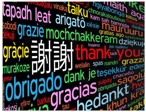 THANK YOU Card (chinese languages translation symbol tag cloud)