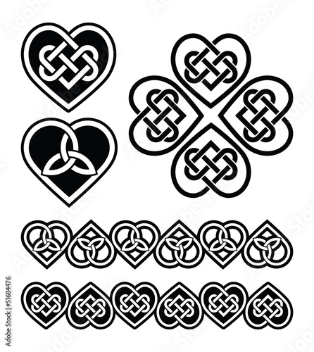 Celtic heart knot - vector symbols set