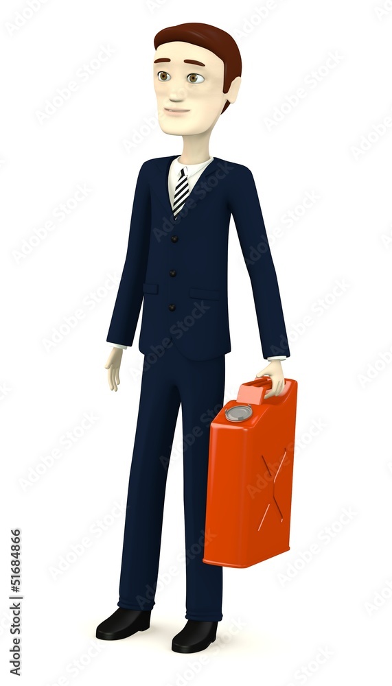 3d render of cartoon character with gas can 3d render of cartoon character with gas can