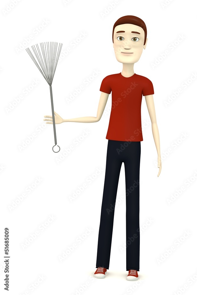3d render of cartoon character with brush 3d render of cartoon character with brush