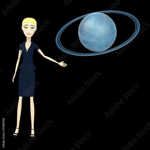 3d render of cartoon charcter with uranus photo