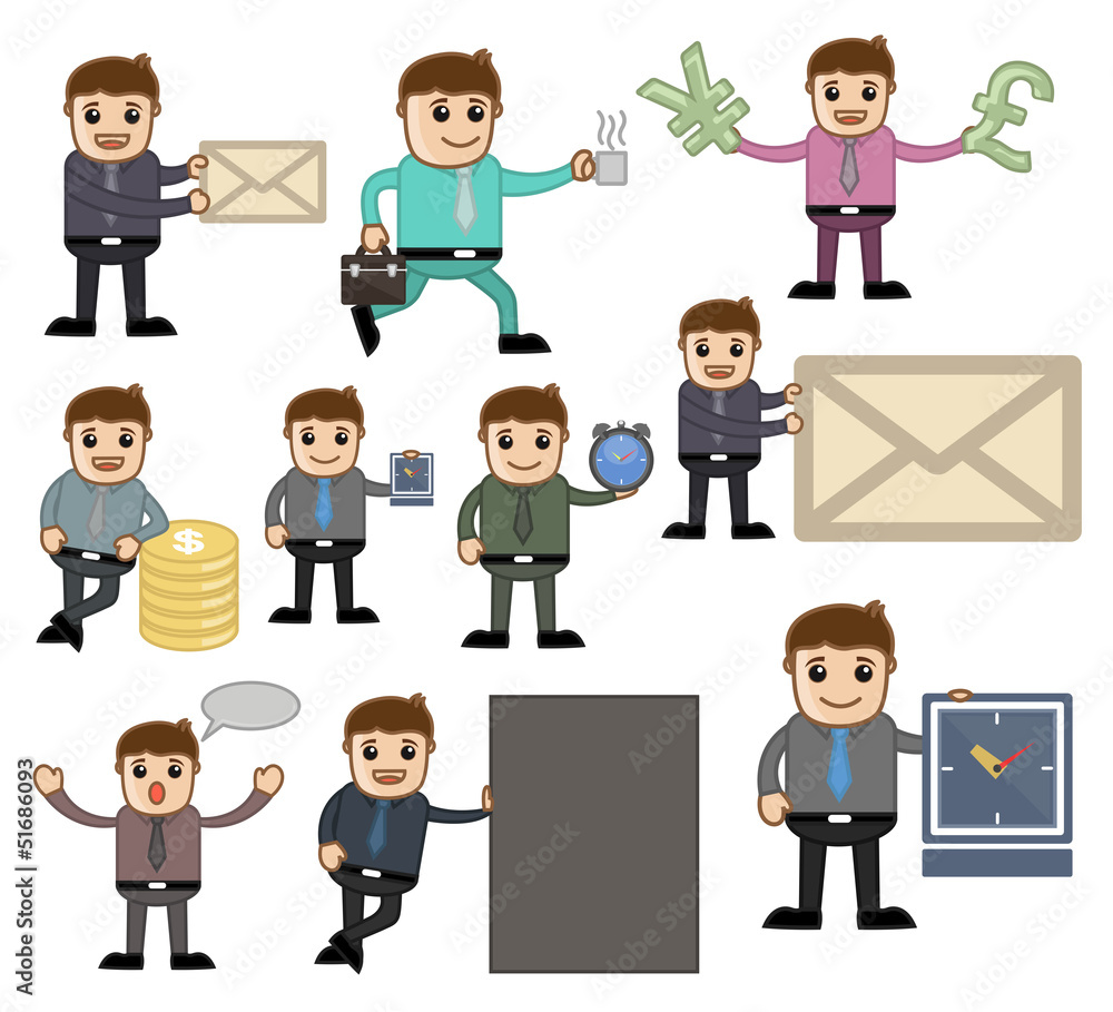 Cartoon Office People with Various Concepts Cartoon Office People with Various Concepts