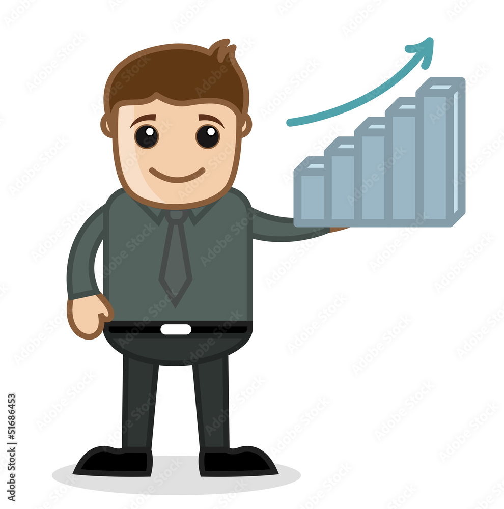 Cartoon Businessman Showing Business Graph Bar Cartoon Businessman Showing Business Graph Bar