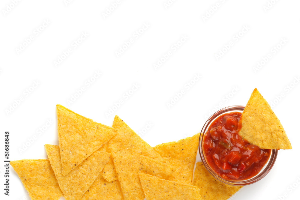 tortilla chips and spicy tomato sauce tortilla chips and spicy tomato sauce