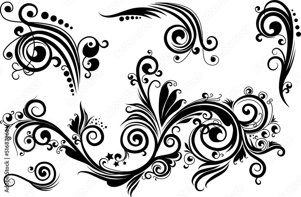 Set of floral elements for design Set of floral elements for design