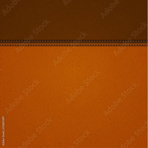 Realistic stitched leather background - eps10