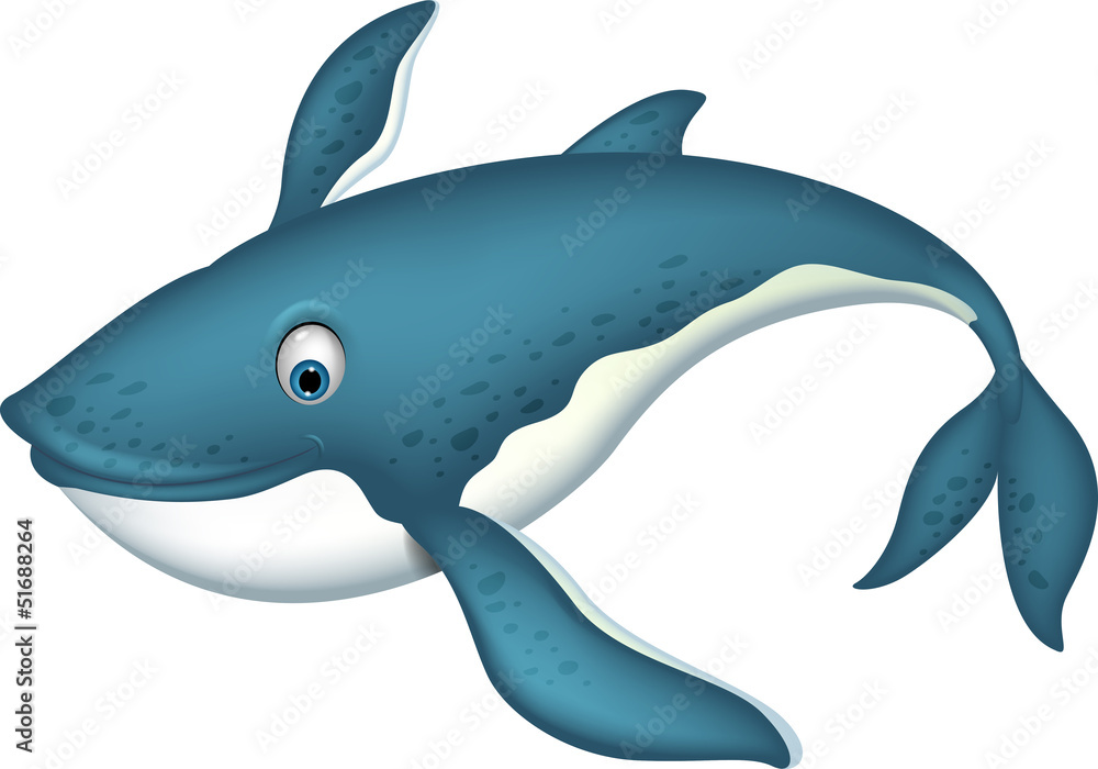 Naklejka premium cute blue whale cartoon