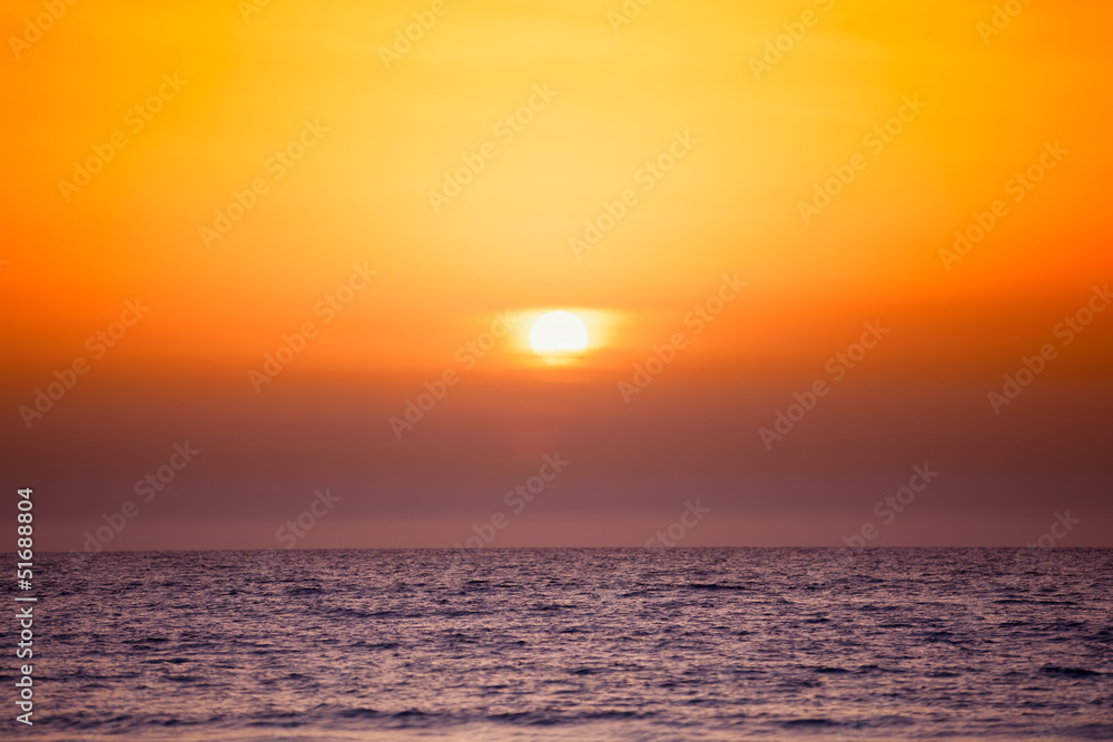 Golden sunset on the mediterranean sea