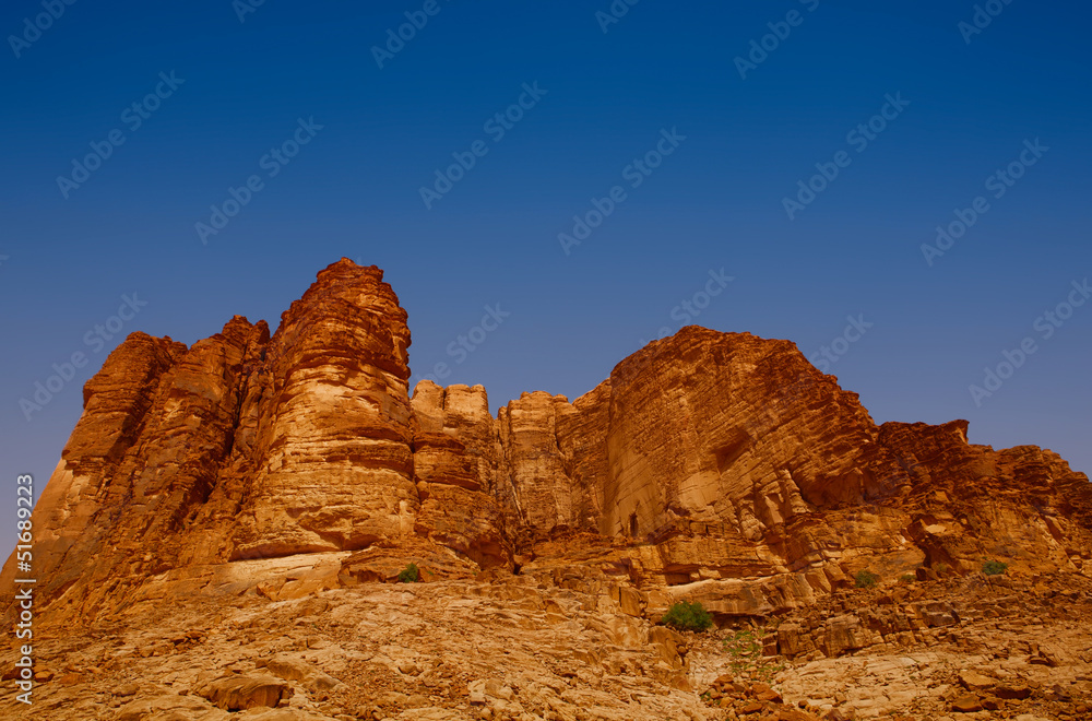 A red rock mountain in Wadi rum Jordan desert