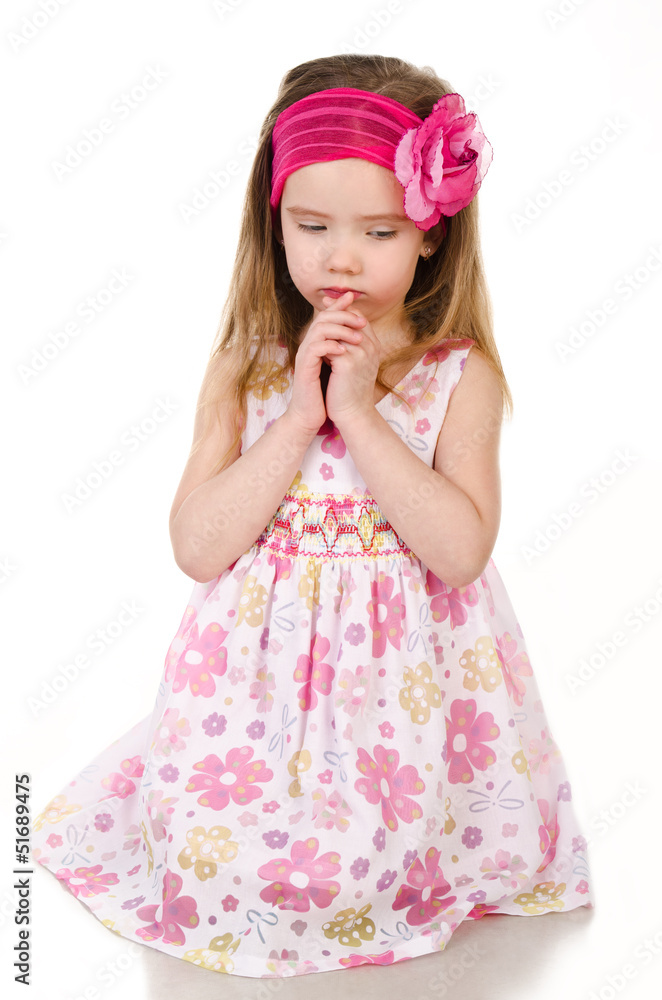 Portrait of sad little girl isolated Portrait of sad little girl isolated