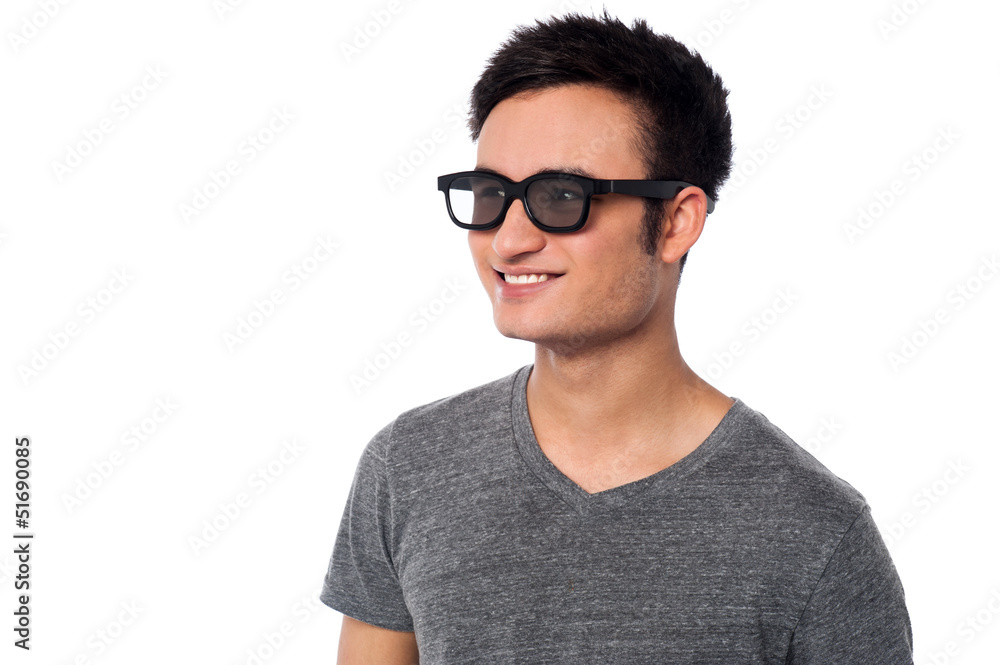 Young happy man wearing dark sunglasses Young happy man wearing dark sunglasses