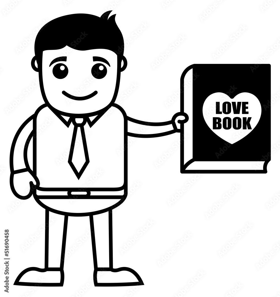 Cartoon Boy Holding a Love Book