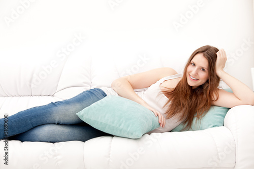 woman with pillow