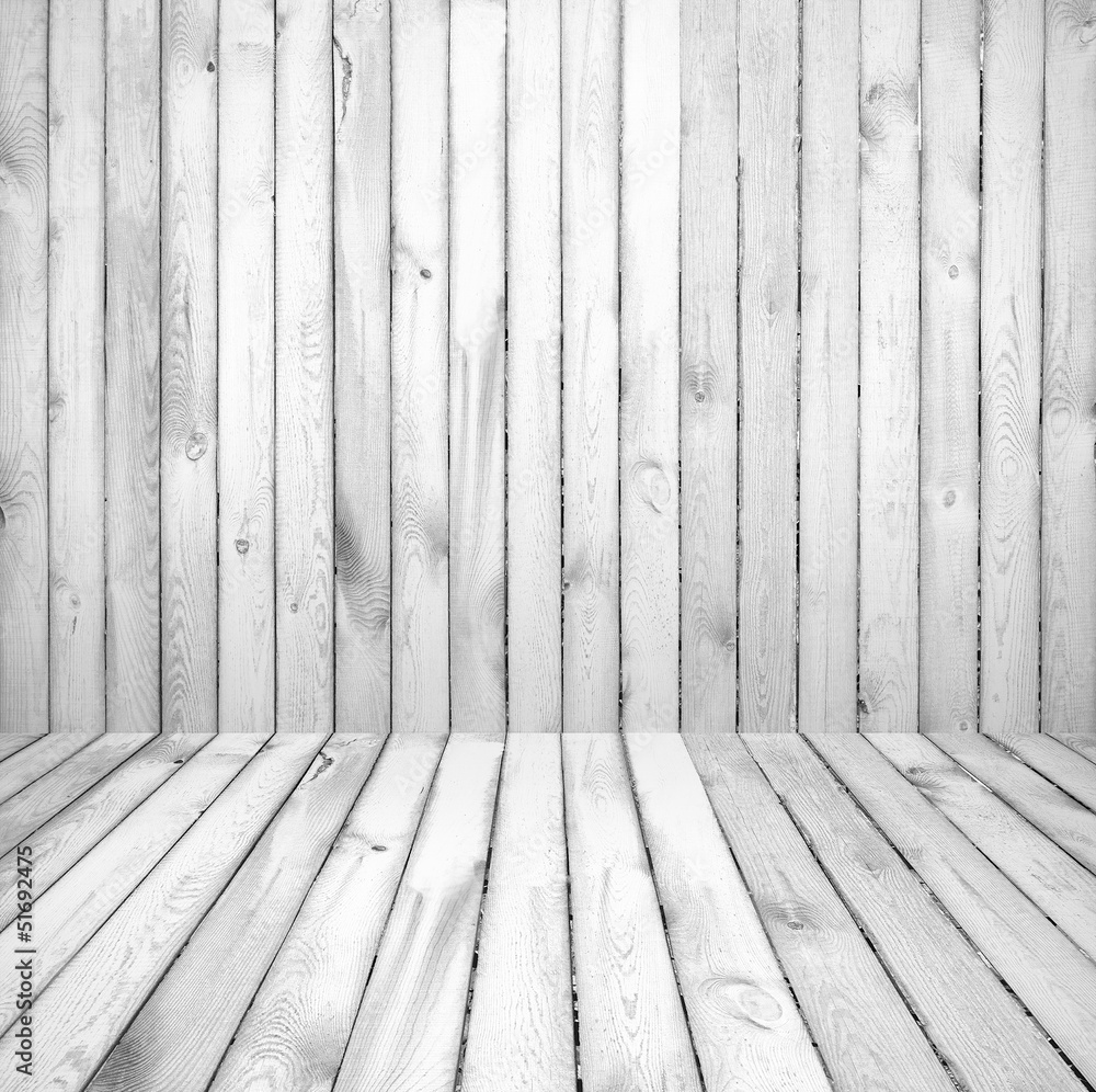 Interior room with white wooden wall and floor Interior room with white wooden wall and floor