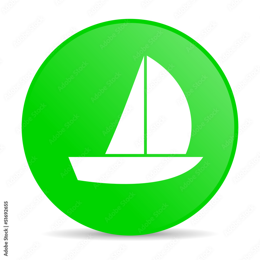 yacht green circle web glossy icon yacht green circle web glossy icon