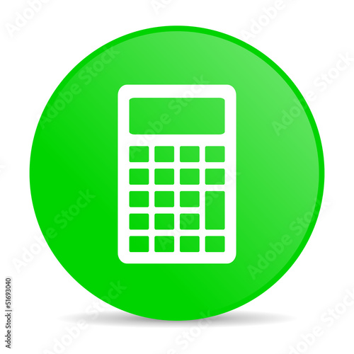 calculator green circle web glossy icon