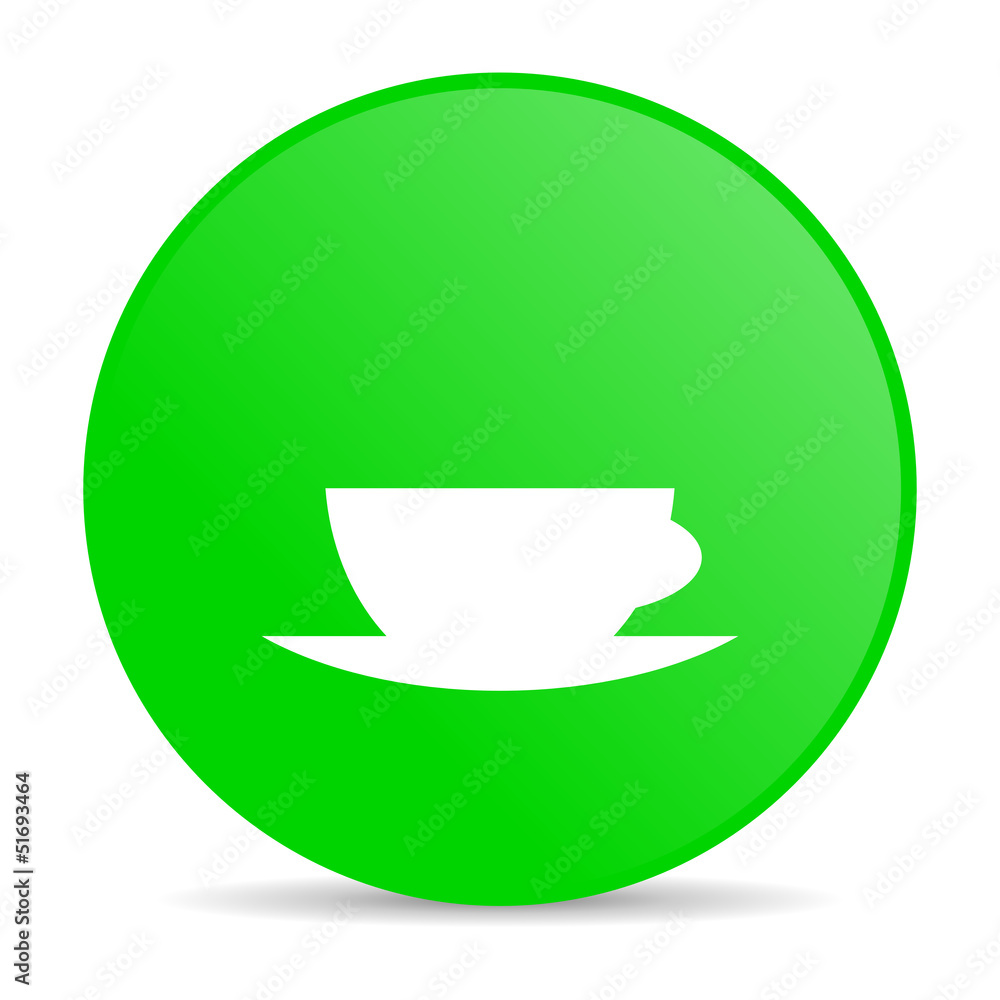 coffee cup green circle web glossy icon coffee cup green circle web glossy icon