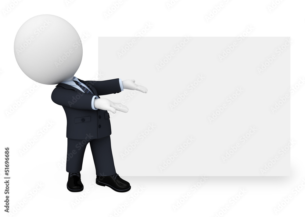 3d white people as business man pointing towards sign Stock Illustration |  Adobe Stock